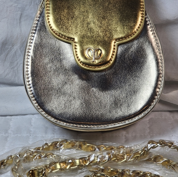 Cle De Peau Silver And Gold Metallic Mini Crossbody Bag With Chain Strap NEW - Picture 11 of 16